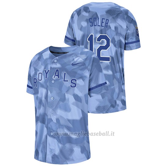 Maglia Baseball Hombre Kansas City Royals Jorge Soler Camuffamento Autentico Collezione Blu